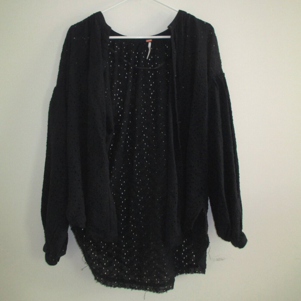 Free People Black Button Up